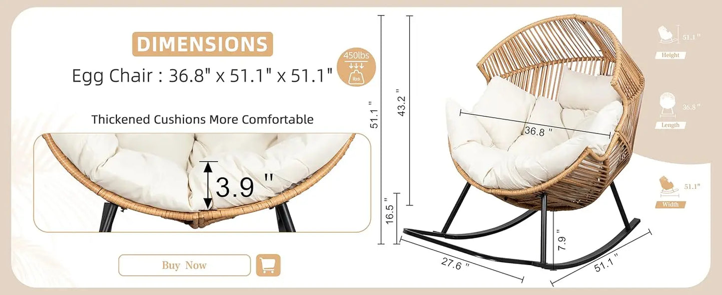 Wicker Egg Chair - PE Rattan with Cushion