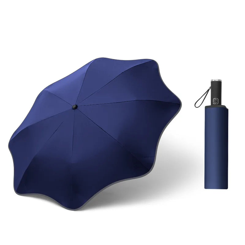 Reflective Edge Three-Fold Umbrella
