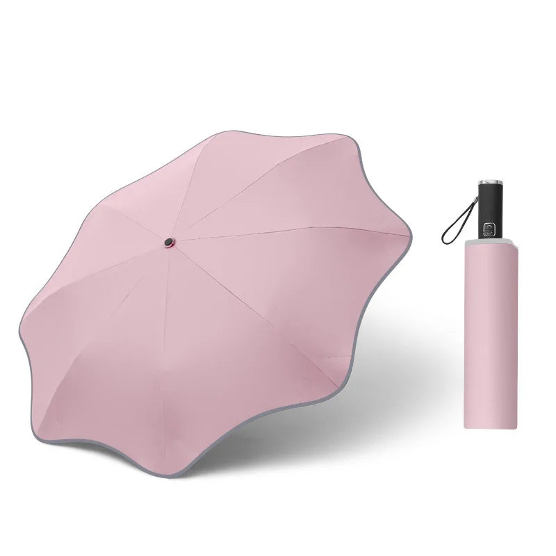 Reflective Edge Three-Fold Umbrella