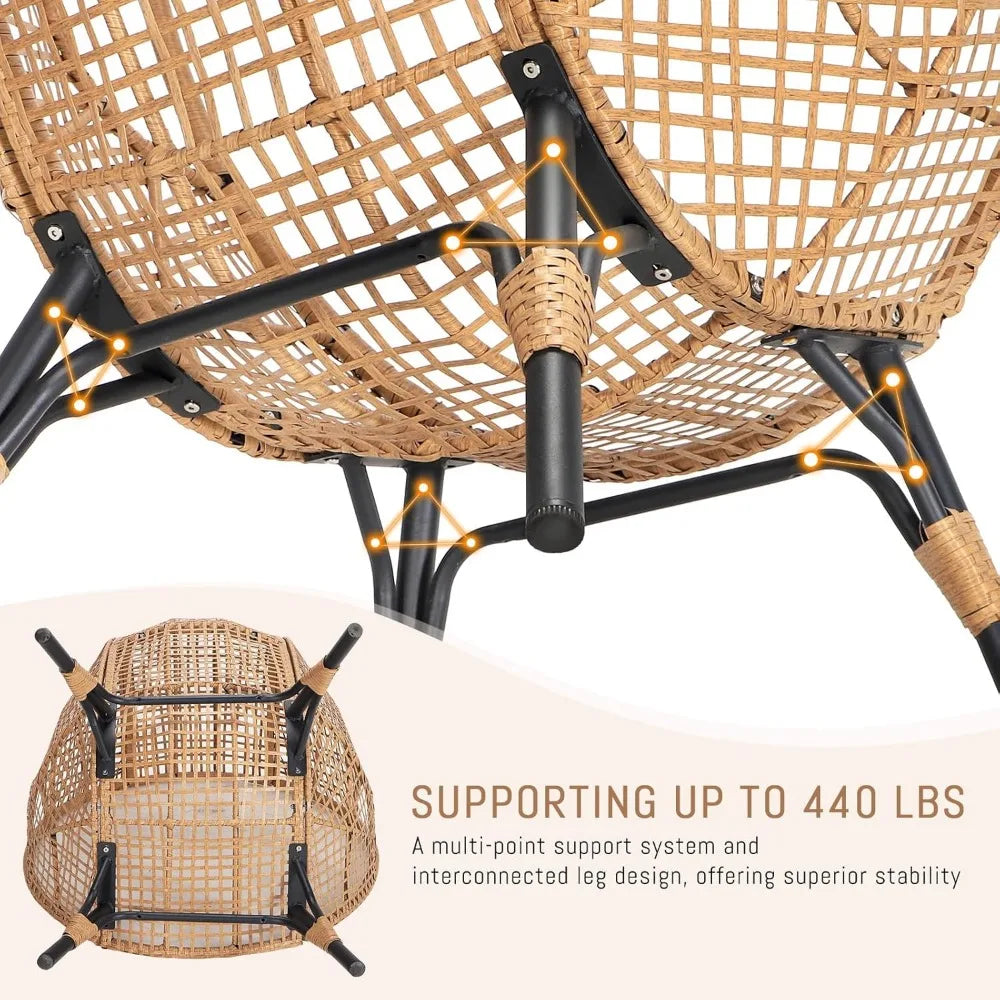 Egg Chair with Footrest - Wicker Patio Chair