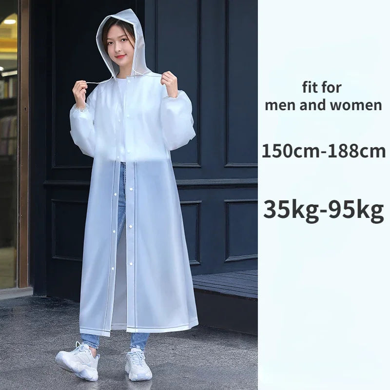 EVA Waterproof Hooded Poncho for Men, Women