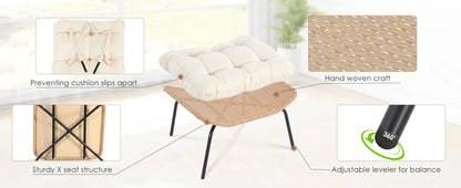 Egg Chair with Footrest - Wicker Patio Chair