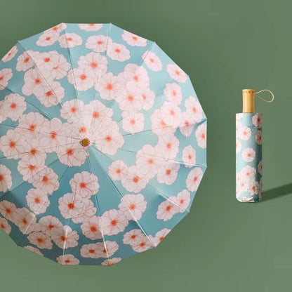 Bone Retro Floral Umbrella - UV Sun Protection