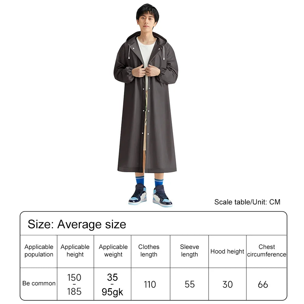 Fashion Adult Waterproof Long Raincoat Women Men