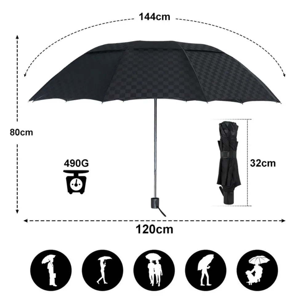 Double Layer Big Grid Umbrella