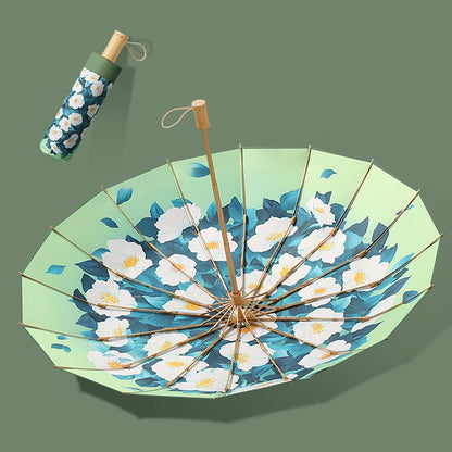 Bone Retro Floral Umbrella - UV Sun Protection