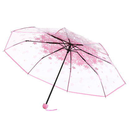 Floral Transparent Folding Umbrella