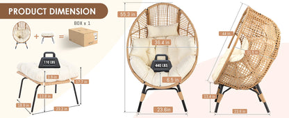 Egg Chair with Footrest - Wicker Patio Chair