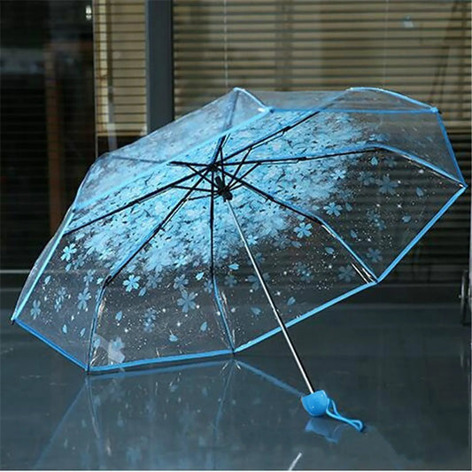Floral Transparent Folding Umbrella