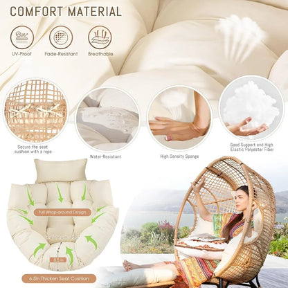 Egg Chair with Footrest - Wicker Patio Chair