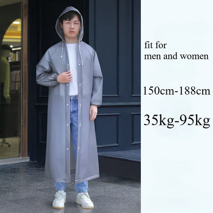 EVA Waterproof Hooded Poncho for Men, Women