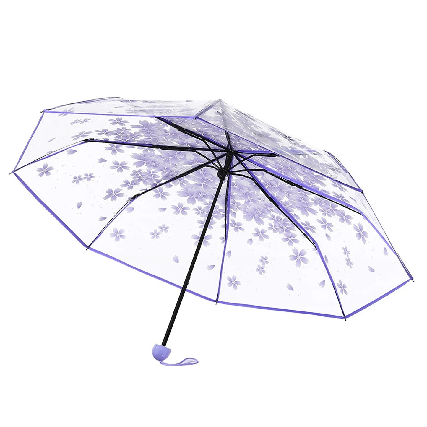 Floral Transparent Folding Umbrella