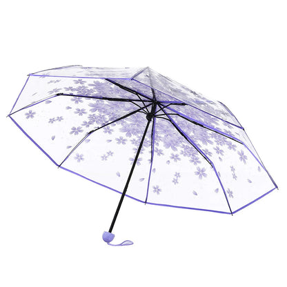 Floral Transparent Folding Umbrella