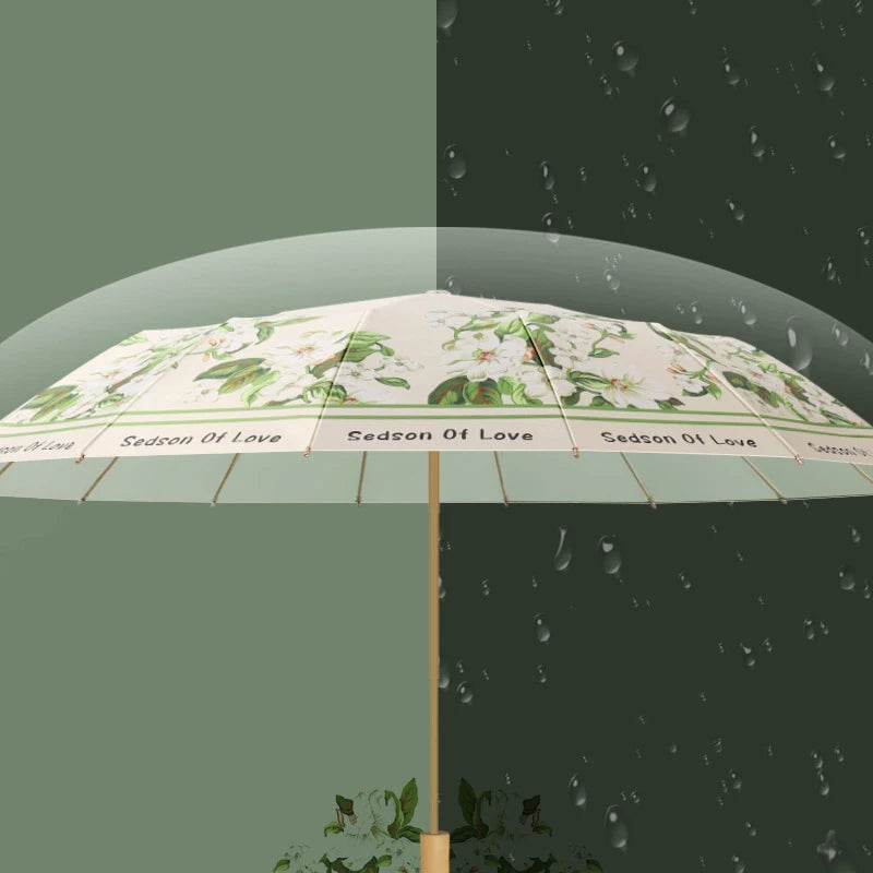 Bone Retro Floral Umbrella - UV Sun Protection