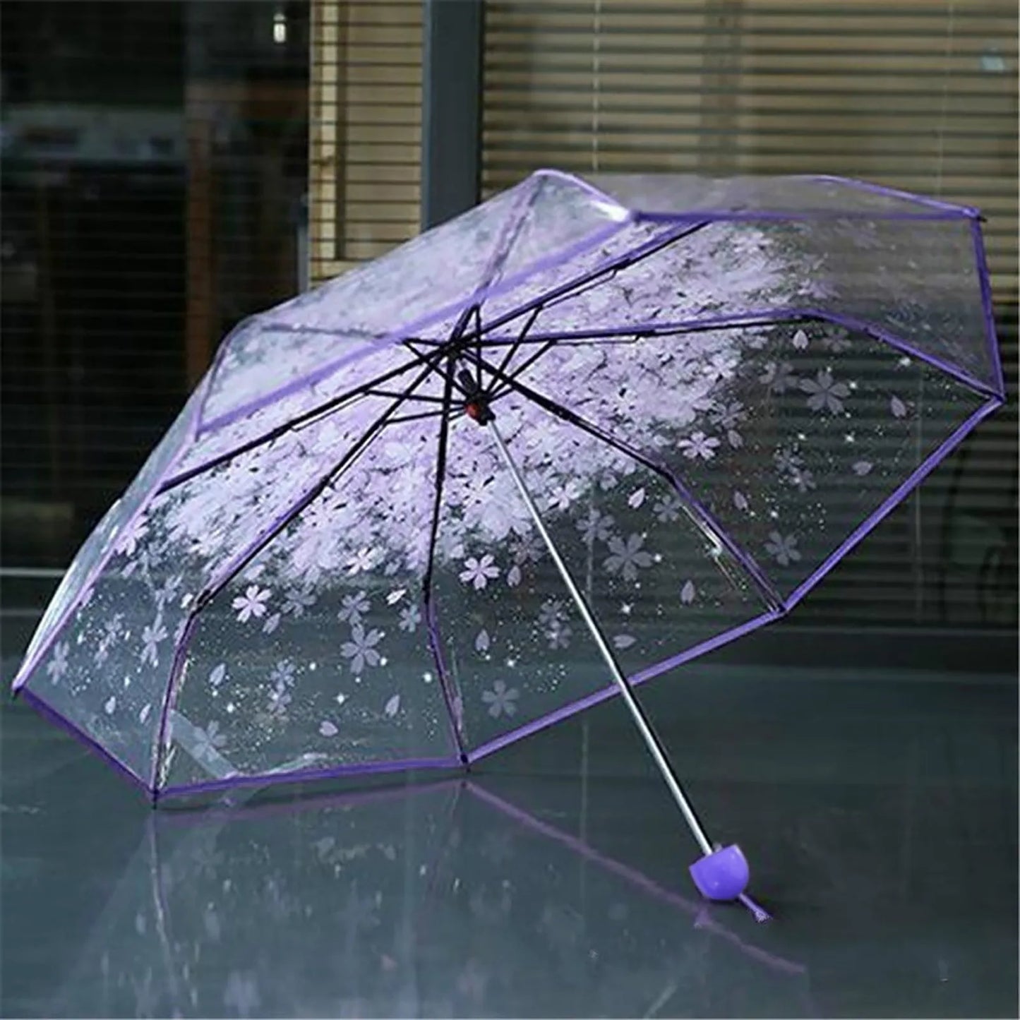 Floral Transparent Folding Umbrella