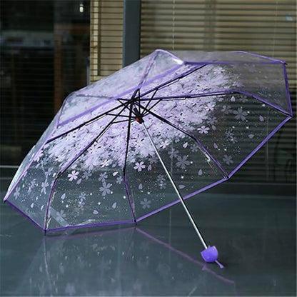 Floral Transparent Folding Umbrella