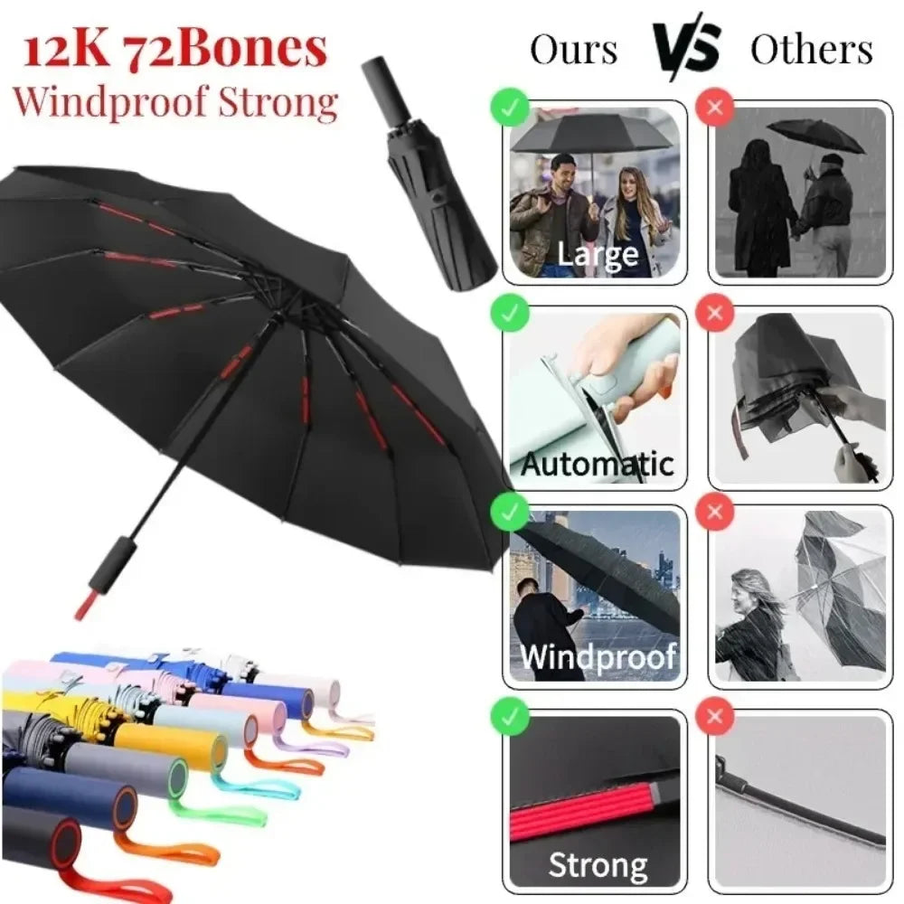 Bone Windproof Folding Umbrella