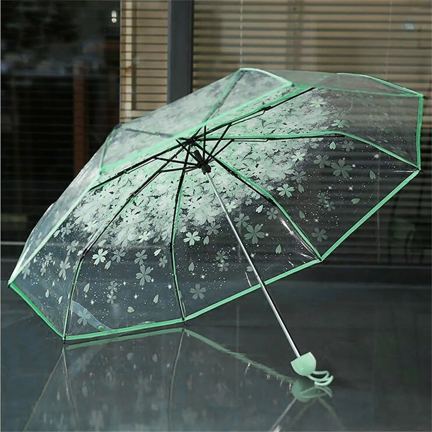 Floral Transparent Folding Umbrella