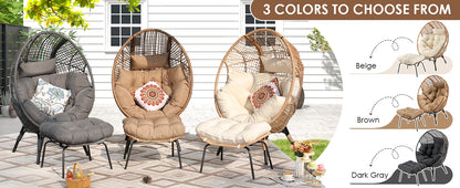 Egg Chair with Footrest - Wicker Patio Chair