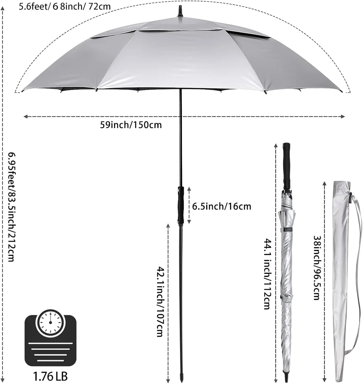 68" Oversize Golf & Beach Umbrella