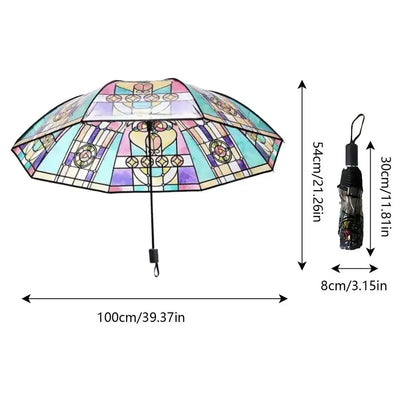 Vintage Stained Glass Folding Umbrella