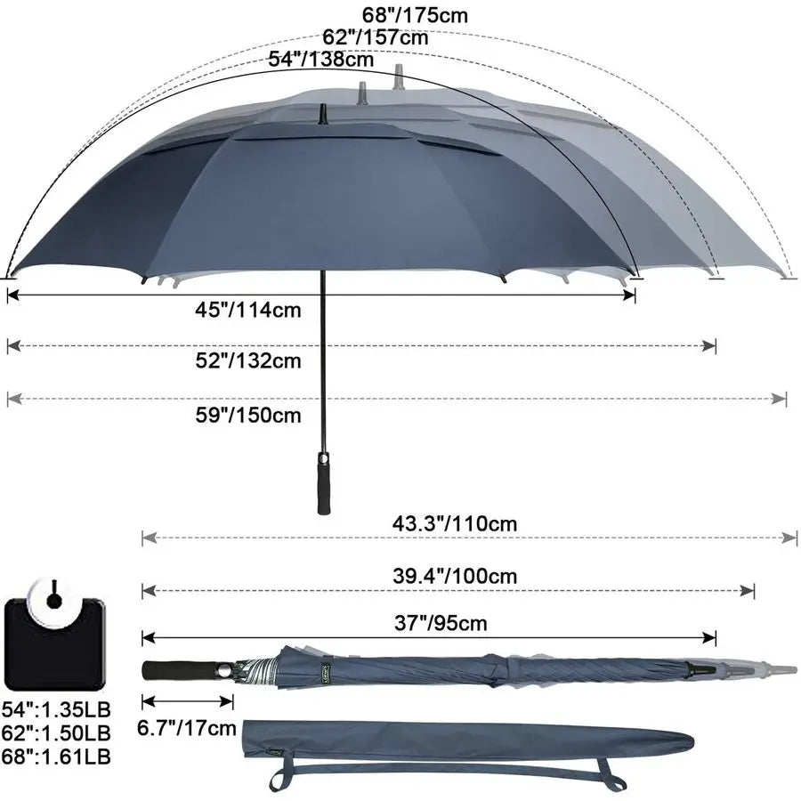 Extra Large Golf Umbrella with Double Canopy