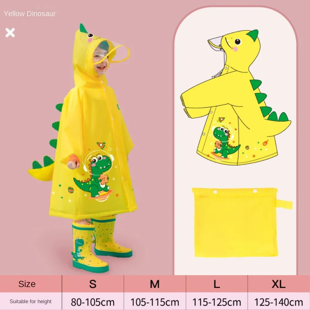 Cute Kids Raincoat - Waterproof Dinosaur