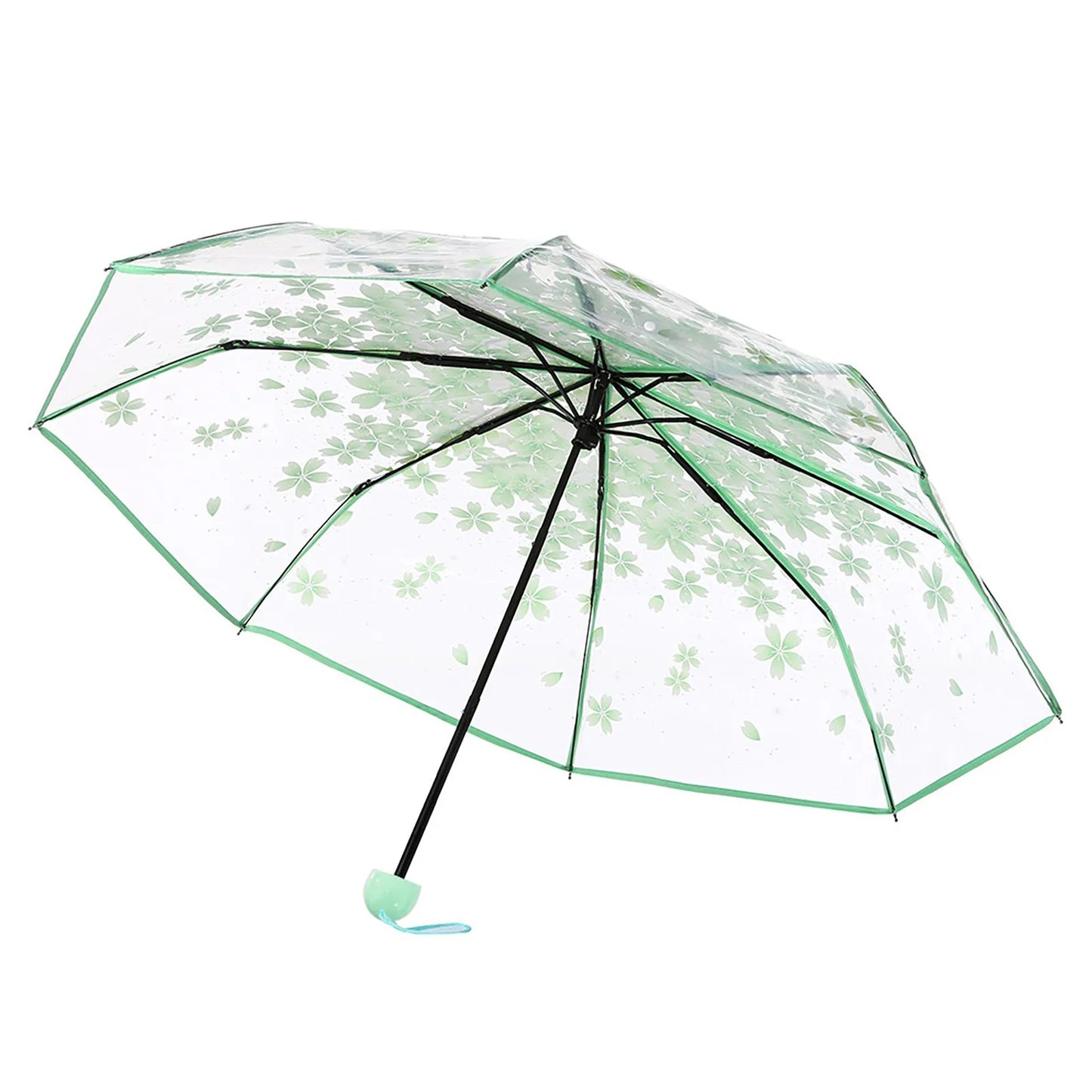 Floral Transparent Folding Umbrella