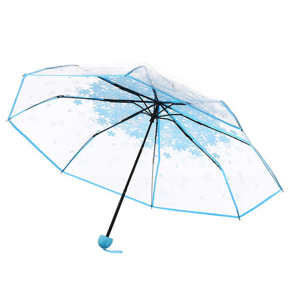 Floral Transparent Folding Umbrella