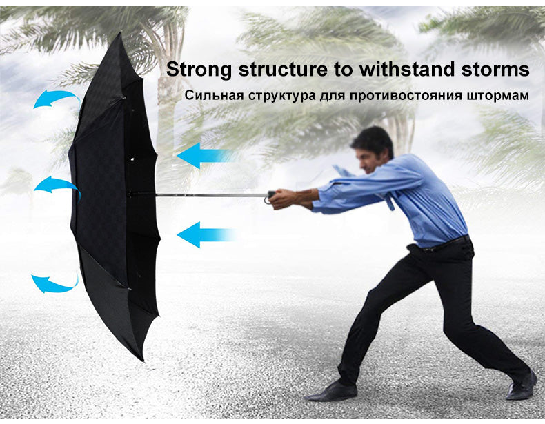 Double Layer Big Grid Umbrella